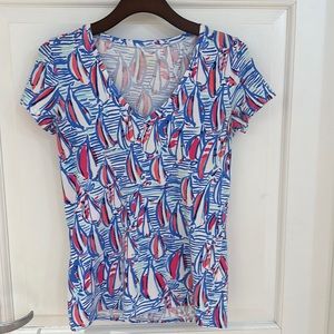 Lilly Pulitzer Michele Top in Red Right Return, size small